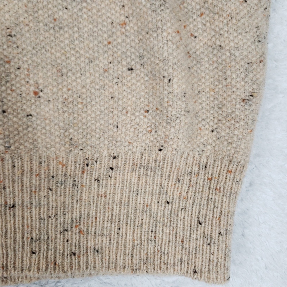 Jos. A. Bank M Lambswool Donegal Fleck Quarter Zip Sweater Beige Mock Fisherman - Picture 6 of 11